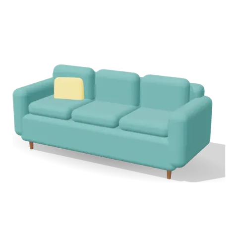 3-Seater Fabric Sofa, Teal