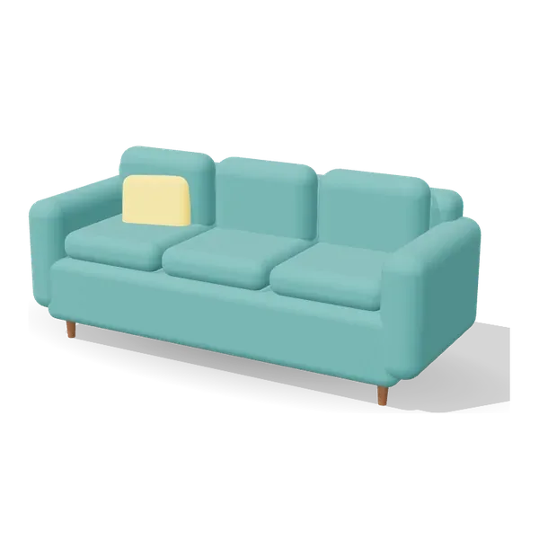 3-Seater Fabric Sofa, Teal